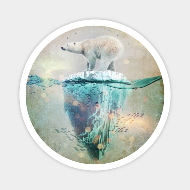 Polar Bear on an Iceberg - Climate Change Magnet by Vin Zzep