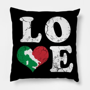 Love Italia Italy Map Italian Flag Heart Pillow