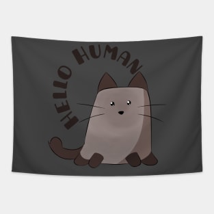 cute cat hello human vintage retro T-Shirt T-Shirt Tapestry