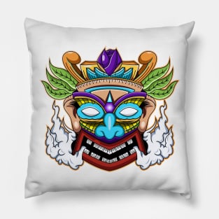 Tiki Mask Abstract Pillow