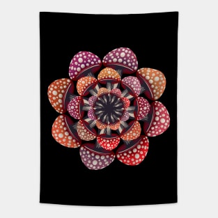 Reddish colored mushroom mandala Tapestry