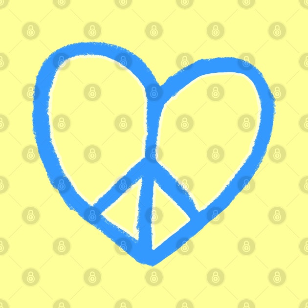 Blue Yellow Ukrainian Heart Peace, Peace Love, Peace Sign, No War by badlydrawnbabe