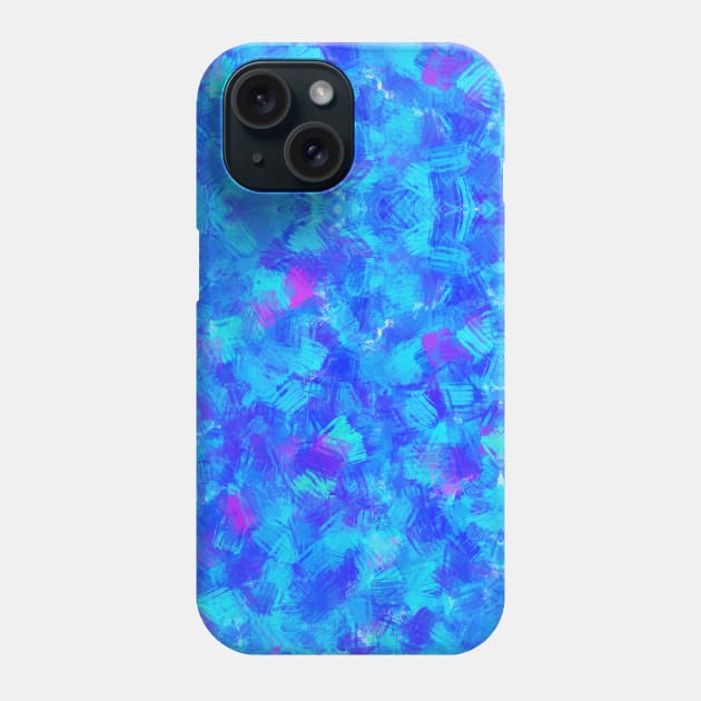 Bright Vivid vibrant Blue Sea Green Brush Strokes artsy abstract pattern Phone Case by galaxieartshop