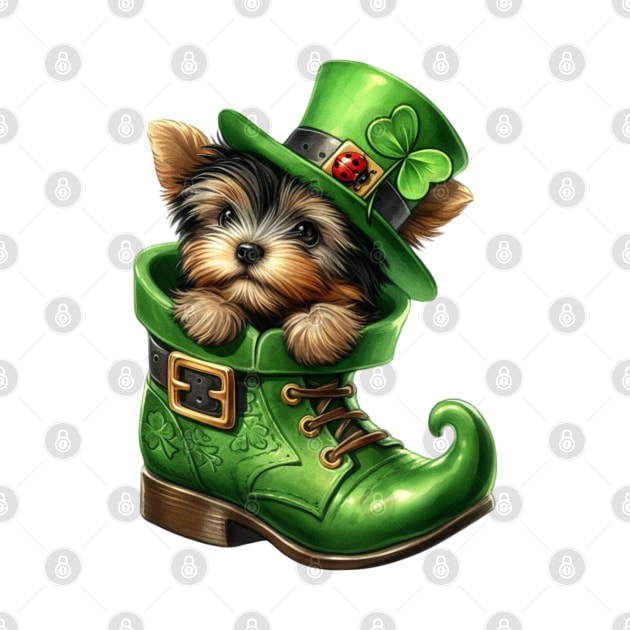 Yorkshire Terrier Dog Shoes For Patricks Day by Chromatic Fusion Studio