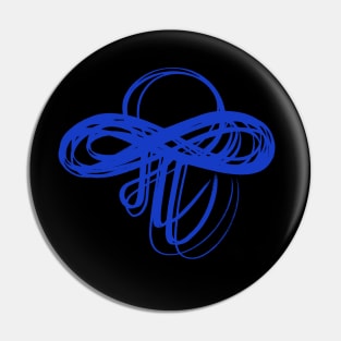 Marathi Text Spells Like English Pronoun ME  and the Meaning is I am. It is Combined with an Infinity Symbol to Express the thought that I am  Infinite, I am Universe. Colored in Blue Pin