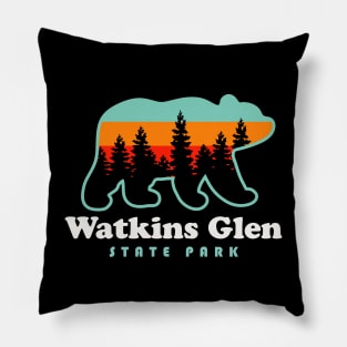 Watkins Glen State Park Hiking New York Retro Bear Pillow