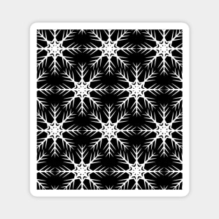 black and white snowflake pattern Magnet