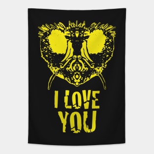 Fly Face says I Love You Yellow Version Tapestry