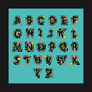 Turquoise alphabet T-Shirt