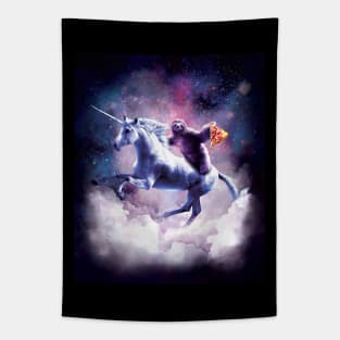 Space Sloth On Unicorn - Sloth Pizza Tapestry