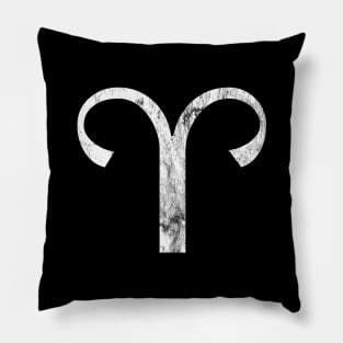 Aries Zodiac Horoscope in Distressed White Design Pillow