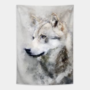 Dramabite Watercolor wolf wolves grey artsy artistic painting wildlife Tapestry