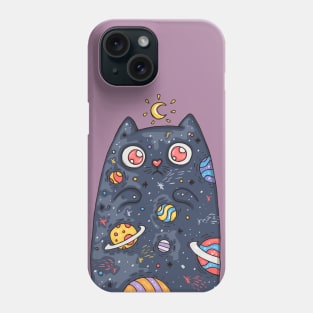 Cartoon cute cat with the universe inside Phone Case