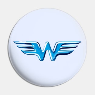 Letter W Flying Bird Wings with Embossed sparkling Metallic Effect Pin
