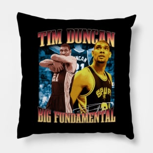 Tim Duncan The Big Fundamental Basketball Signature Vintage Retro 80s 90s Bootleg Rap Style Pillow