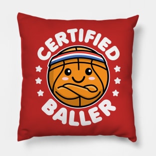 Certified Baller Cute Kawaii Basketball Design Pillow