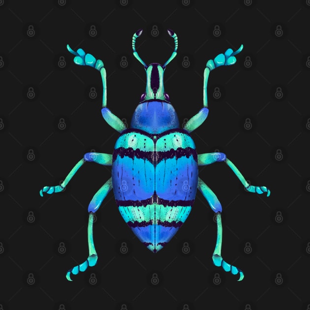 Blue and Green Glitter Weevil Beetle by narwhalwall