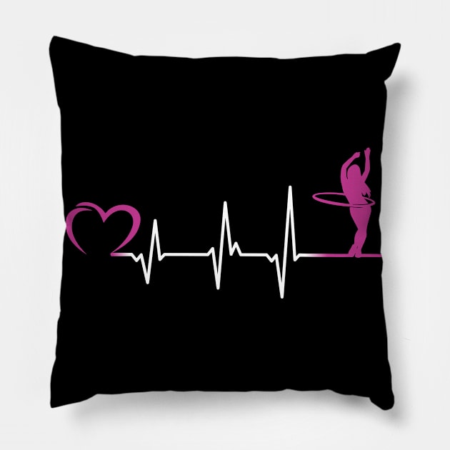 Heartbeat Hula Hoop EKG Hullern Girl Pillow by RRDESIGN