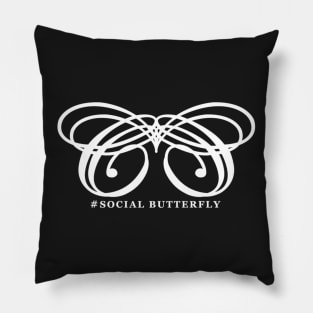 Social Butterfly-White Pillow