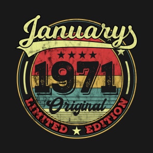 50th Birthday Vintage January 1971 50 Years Gift T-Shirt