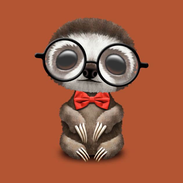 Cute Nerdy Sloth Wearing Glasses and Bow Tie by jeffbartels