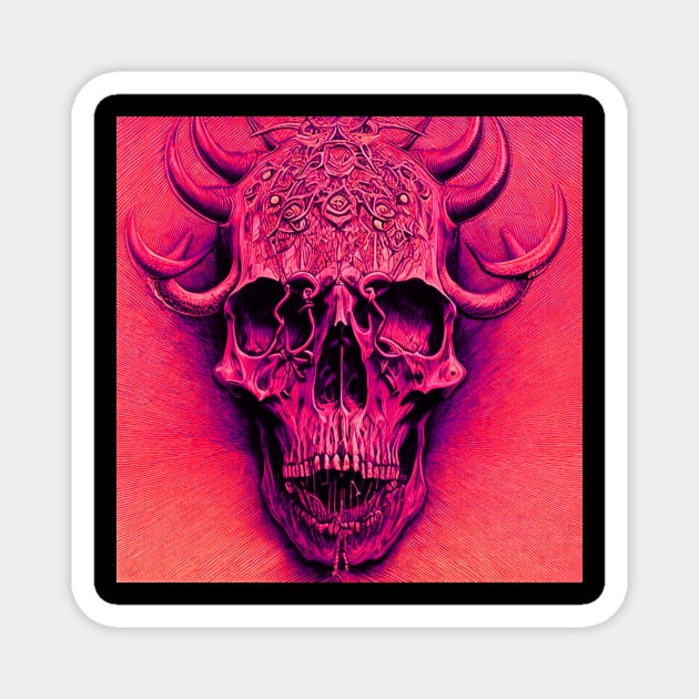 Demon Skull With Horns Magnet by Trip Tank