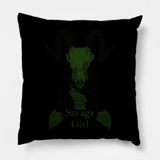 ASCii Savage Girl w/ text (Green) Pillow