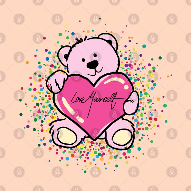 Love Yourself Rainbow Dots Bear by AlmostMaybeNever