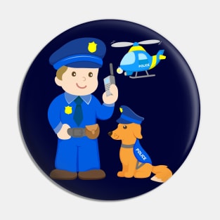 Cop with Police Dog for Kids Pin