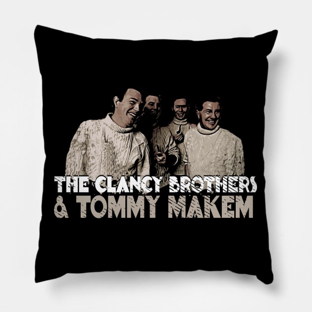 The Clancy Brothers & Tommy Makem Retro Fan Art Pillow by VintageMimi