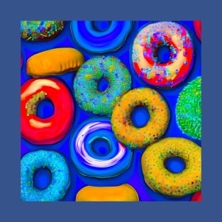 Colorful Donuts Blue T-Shirt