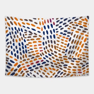 Watercolor dotted lines - orange and blue Tapestry