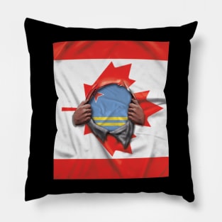 Aruba Flag Canadian Flag Ripped - Gift for Aruban From Aruba Pillow