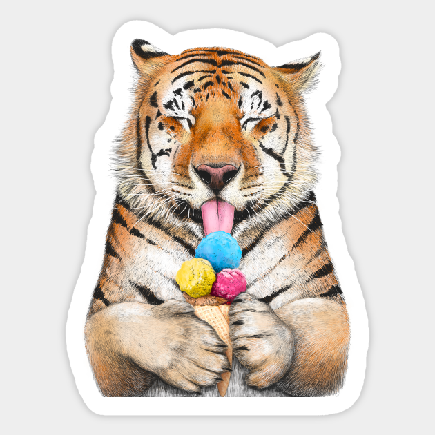 Tiger with ice cream - Tiger - Sticker