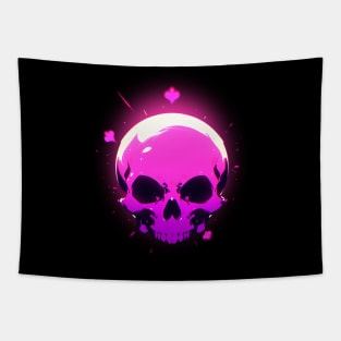 A skull with a pink light Tapestry