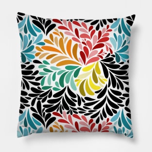 Floral Geometric Abstract Art - Colorful - Black And White Pillow