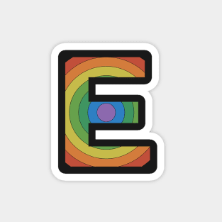 Retro Rainbow 'E' Sticker Magnet