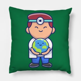 Cute Doctor Save Cute World Cartoon Pillow