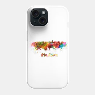 Madison skyline in watercolor Phone Case