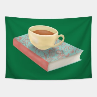 Flowery Books And Tea Tapestry