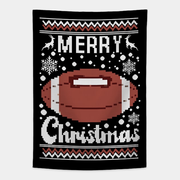 Merry Christmas football Tapestry by ArtStopCreative