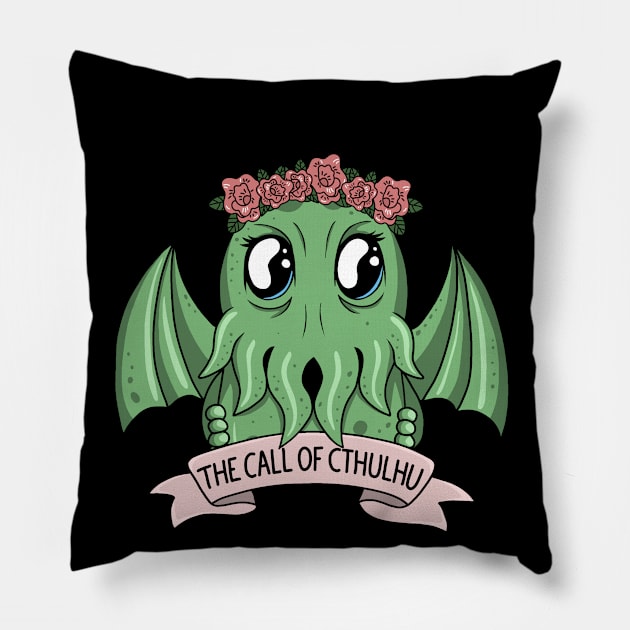 Chibi Cthulhu Pillow by valentinahramov