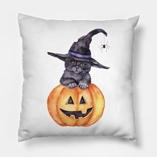 Halloween pumpkin cat Pillow