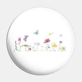 Colorful flowers field in spring time Pin