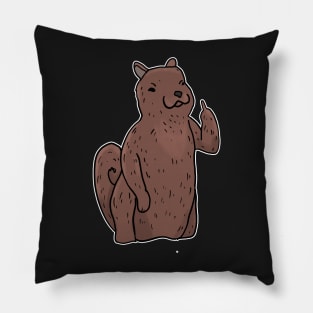 Grumpy Squirrel Holding Middle finger funny gift Pillow