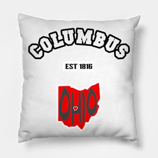 🌰 Columbus Ohio Strong, Buckeye State Map, Est 1816, City Pride Pillow