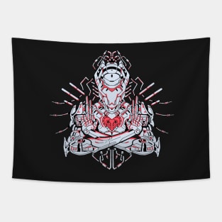 Robot Heart Classy White Tapestry