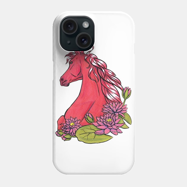 Ruby Horse With Water Lily Phone Case by lizstaley