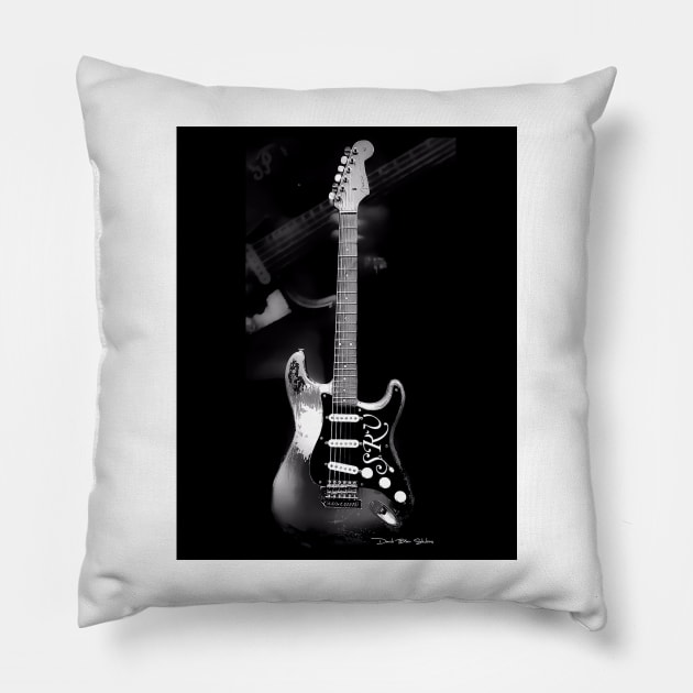 SRV - Number One - Black and White Pillow by davidbstudios