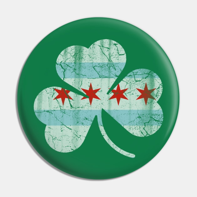 Irish Chicago Flag Shamrock St Patrick's Day Pin by E